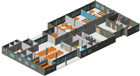 a drawing of community center floorplan