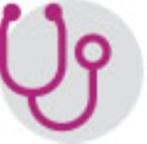 a grey circle with a stethoscope attached to it