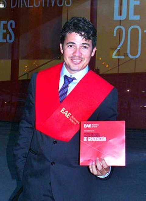Former sponsored kid from Ecuador shows off his master’s degree.