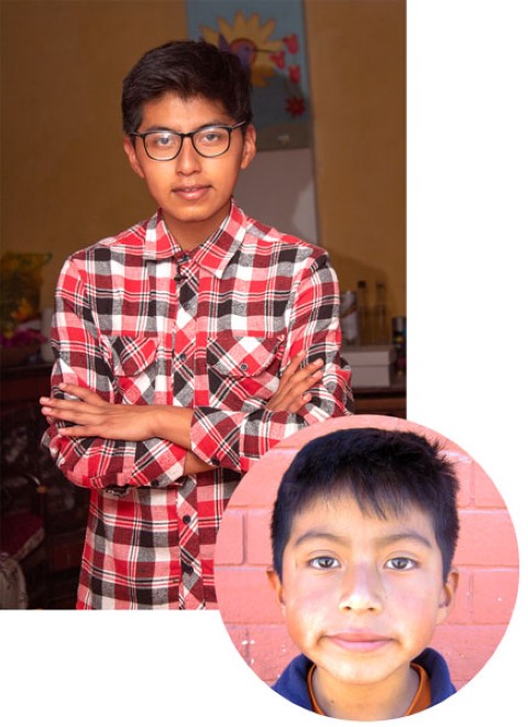 Picture of Santiago now and when he was younger