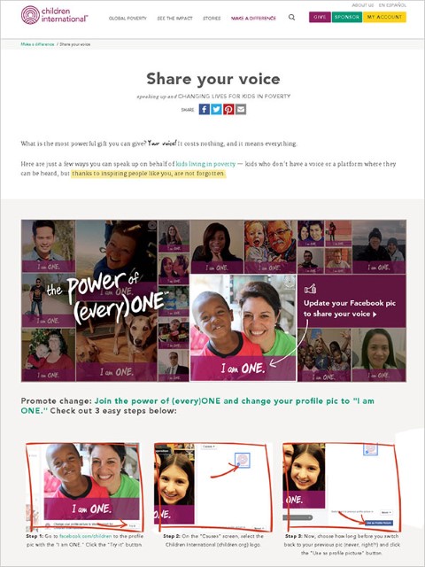Screenshot of Share your voice page
