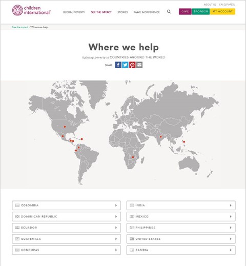 Screenshot of Where we help page