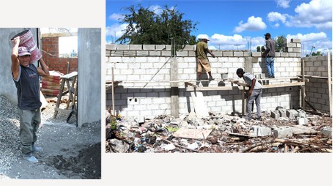 trabajadores de la construcción en un sitio