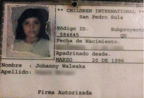 Johanny’s CI identification card from when she was a sponsored girl.  