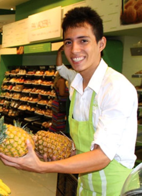 Jean works at a well-known grocery store chain in Colombia and earns about $380 per month.