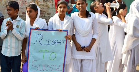 Girls and boys enrolled in Children International’s adolescent health program in India