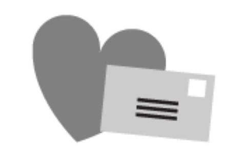 a heart with an envelope on top