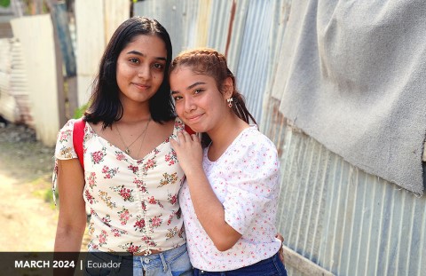 Young girls pose for the camera