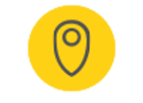 a yellow circle with the location icon