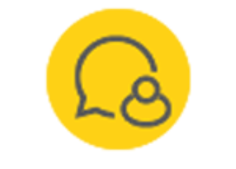 a yellow circle with a chat bubble icon