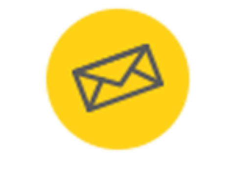 a yellow circle with a email icon